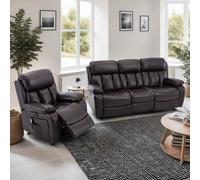 More4Homes Chester Electric Recliner Bonded Leather 1+3 Seater Sofa Set (Brown)