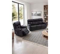 More4Homes Chester Electric Recliner Bonded Leather 1+3 Seater Sofa Set in Black More4Homes Black
