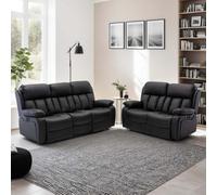 More4Homes Chester Electric Recliner Bonded Leather 2+3 Seater Sofa Set (Black)