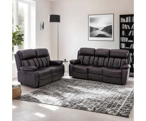 More4Homes Chester Electric Recliner Bonded Leather 2+3 Seater Sofa Set (Brown)