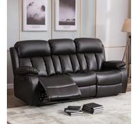 More4Homes Chester Manual High Back Luxury Bond Grade Leather Recliner 3 Seater Sofa (Brown)