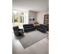 More4Homes Chester Manual Recliner Bonded Leather 1+2+3 Seater Sofa Set in Black More4Homes Black