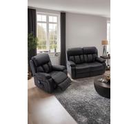 More4Homes Chester Manual Recliner Bonded Leather 1+2 Seater Sofa Set in Black More4Homes Black