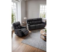 More4Homes Chester Manual Recliner Bonded Leather 1+3 Seater Sofa Set in Black More4Homes Black