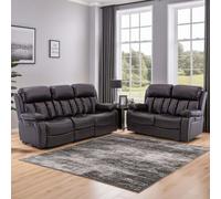 More4Homes Chester Manual Recliner Bonded Leather 2+3 Seater Sofa Set (Brown)