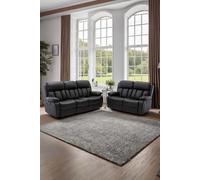 More4Homes Chester Manual Recliner Bonded Leather 2+3 Seater Sofa Set in Black More4Homes Black