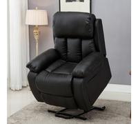 More4Homes Chester Single Motor Electric Rise Recliner Bonded Leather Armchair Electric Lift Riser Chair (Black)