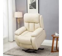 More4Homes Chester Single Motor Electric Rise Recliner Bonded Leather Armchair Electric Lift Riser Chair (Cream)