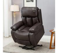 More4Homes Chester Single Motor Electric Rise Recliner Bonded Leather Armchair Electric Lift Riser Chair (Brown)