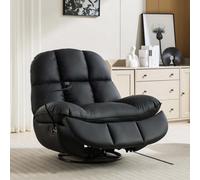 More4Homes Chicago Faux Leather Swivel & Rocker Manual Recliner Chair Black