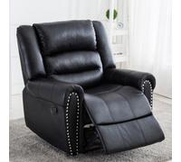 More4Homes Denver Bonded Leather Recliner Armchair W Stud Sofa Home Lounge Chair Reclining (Black)