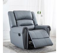 More4Homes Denver Bonded Leather Recliner Armchair W Stud Sofa Home Lounge Chair Reclining (Grey)