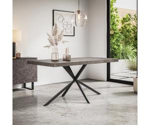 More4Homes Donni 4-6 Seater Dining Table Modern Concrete Effect Table Top W Black Legs