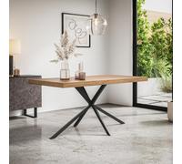 More4Homes Donni 4-6 Seater Dining Table Modern Oak Effect Table Top W Black Legs