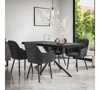 More4Homes Donni Dining Table And Chairs - Black Table Top W Black Legs + Anika Velvet Dining Chair Set Of 6 (Black)