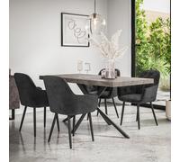 More4Homes Donni Dining Table And Chairs - Concrete Effect Table Top W Black Legs + Anika Velvet Dining Chair Set Of 6 (Black)