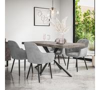 More4Homes Donni Dining Table & Chairs - Concrete Effect Table Top w Black Legs + Anika Velvet Dining Chair Set Of 4 in Grey More4Homes Grey