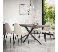More4Homes Donni Dining Table & Chairs - Concrete Effect Table Top w Black Legs + Maya Boucle Dining Chair Set Of 4 in Ivory More4Homes Ivory
