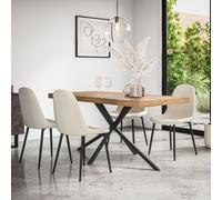 More4Homes Donni Dining Table & Chairs - Oak Effect Table Top w Black Legs + Maya Boucle Dining Chair Set Of 6 in Ivory More4Homes Ivory