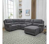 (Dark Grey, 4 Seater ) DUBLIN 4 AND 5 SEATER FABRIC CORNER RECLINER SOFA