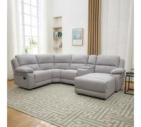 (Light Grey, 4 Seater ) DUBLIN 4 AND 5 SEATER FABRIC CORNER RECLINER SOFA