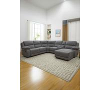 (Dark Grey, 5 Seater) DUBLIN 4 AND 5 SEATER FABRIC CORNER RECLINER SOFA