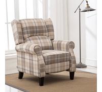 More4Homes Eaton Wing Back Fireside Check Fabric Recliner Armchair Sofa Chair Reclining Cinema (Beige)