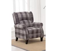 More4Homes Eaton Wing Back Fireside Checkered Fabric Pushback Recliner Chair in Charcoal More4Homes Charcoal
