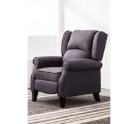 More4Homes Eaton Wing Back Fireside Herringbone Fabric Recliner Armchair Sofa Chair Reclining Cinema (Herringbone Blue)