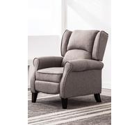 More4Homes Eaton Wing Back Fireside Herringbone Fabric Pushback Recliner Chair in Grey More4Homes Grey