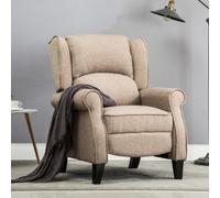 More4Homes Eaton Wing Back Fireside Herringbone Fabric Recliner Armchair Sofa Chair Reclining Cinema (Herringbone Beige)