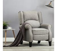 More4Homes Eaton Wing Back Fireside Herringbone Fabric Recliner Armchair Sofa Chair Reclining Cinema (Herringbone Grey)