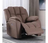 More4Homes Electric Powered Recliner Chair With Usb Charger And Pocket Storage In Leather-Look Mocha Technology Fabric