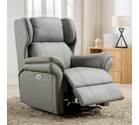 More4Homes Electric Powered Recliner Chair With Wingback Design And Usb Charger Port In Grey Bonded Leather