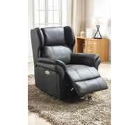 More4Homes Electric Recliner Chair Wingback Design & USB Port In Bonded Leather in Charcoal More4Homes Charcoal
