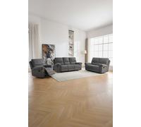 More4Homes Fosse 1 + 2 + 3 Seater Manual Recliner Fabric Modern Living Sofa in Dark Grey More4Homes Dark Grey