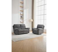 More4Homes Fosse 1 + 2 Seater Manual Recliner Fabric Modern Living Sofa in Dark Grey More4Homes Dark Grey