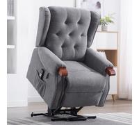 More4Homes Harrogate Dual Motor Electric Rise Recliner Fabric Armchair Lift Riser Chair (Grey)