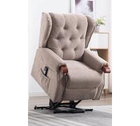 More4Homes Harrogate Dual Motor Electric Rise Recliner Fabric Lift Riser Chair in Brown More4Homes Brown