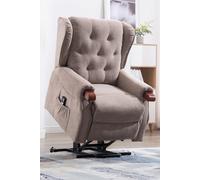 More4Homes Harrogate Single Motor Electric Rise Recliner Fabric Lift Riser Chair in Brown More4Homes Brown