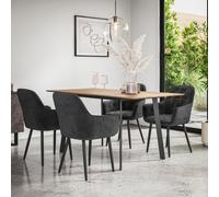 More4Homes Haydon Extending Dining Table And Chairs - Oak Effect Table Top W Black Legs + Anika Velvet Dining Chair Set Of 4 (Black)