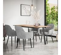 More4Homes Haydon Extending Dining Table And Chairs - Oak Effect Table Top W Black Legs + Anika Velvet Dining Chair Set Of 4 (Grey)