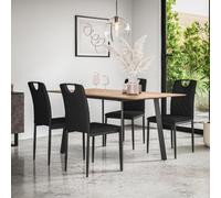 More4Homes Haydon Extending Dining Table And Chairs - Oak Effect Table Top W Black Legs + Monza Faux Leather Dining Chair Set Of 6 (Black)