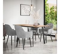 More4Homes Haydon Extending Dining Table And Chairs - Oak Effect Table Top W Black Legs + Anika Velvet Dining Chair Set Of 4 (Grey)