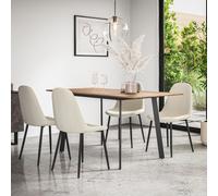 More4Homes Haydon Extending Dining Table & Chairs - Oak Effect Table Top w Black Legs + Maya Boucle Dining Chair Set Of 6 in Ivory More4Homes Ivory