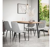 More4Homes Haydon Extending Dining Table & Chairs- Oak Effect Table Top w Black Legs + Nova Velvet Dining Chair Set Of 4 in Grey More4Homes Grey