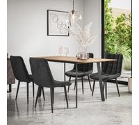 More4Homes Haydon Extending Dining Table + Chairs- Oak Effect Table Top W Black Legs + Nova Velvet Dining Chair Set Of 4 (Black)