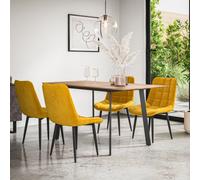 More4Homes Haydon Extending Dining Table + Chairs- Oak Effect Table Top W Black Legs + Nova Velvet Dining Chair Set Of 6 (Mustard)