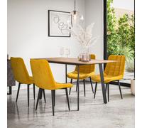 More4Homes Haydon Extending Dining Table & Chairs- Oak Effect Table Top w Black Legs + Nova Velvet Dining Chair Set Of 4 in Mustard More4Homes Mustard