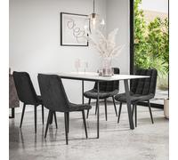 More4Homes Haydon Extending Dining Table + Chairs- White Marble Effect Table Top W Black Legs + Nova Velvet Dining Chair Set Of 6 (Black)